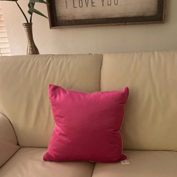 Anthropologie Pink velvet Accent Pillow - Picture 1 of 5